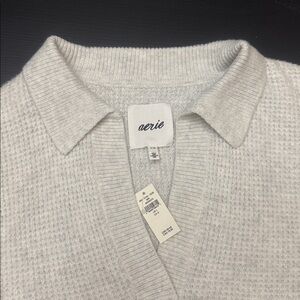 NWT Aerie Men's Cozyup Waffle Polo Sweater L
